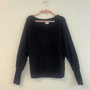 Caslon Sweater Sz Lg‎ Soft y2k Stretchy Oversized Long Sleeve Winter Fall Black